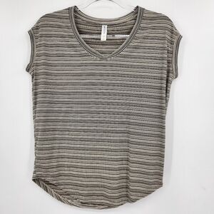 Athleta Cloudlight Stratus Striped Cap Sleeve Tee Black Beige Womens XXS